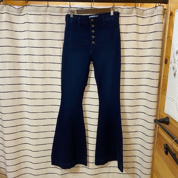 KanCan Dark Blue Flare Jeans - Picture 1 of 5
